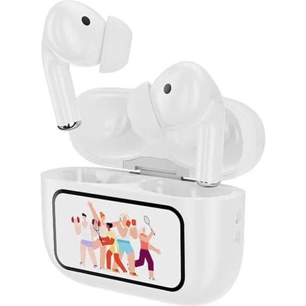 Écouteurs Bluetooth sans fil A8Pro avec écran couleur, réduction active du bruit, longue portée blanc
