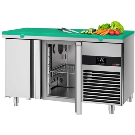 GGM Gastro Kühltisch PREMIUM - 1400x700mm - mit 2 Türen - inkl. Schneideplatte Grün