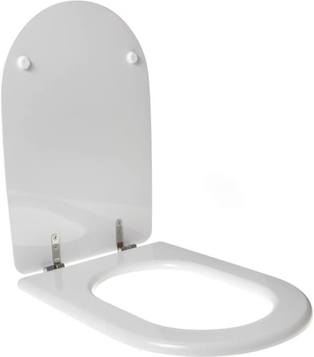 Toiletbril Soft Close Wit voor Kleine Toiletten - Polyester & RVS Scharnieren