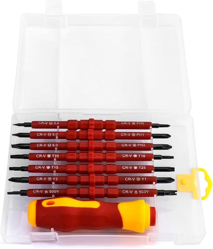 Schroevendraaierset - Gereedschap Set - Veilig Elektra - 14 Delig - 3845 Gram - Rood