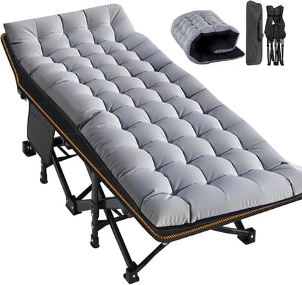 Opvouwbaar Bed - Campingbed Gast - Ontspannen Buiten - Extra Breed Ontwerp - 198 x 81 cm - Grijs