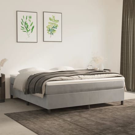 vidaXL - Boxspring - bed - 180x200 - cm - fluweel - lichtgrijs