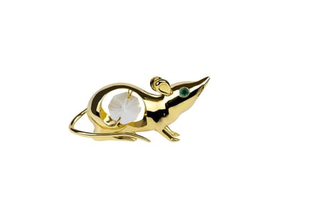Gold Crystal Mouse – Luxe 24K Verguld Muis Beeldje met Swarovski-Kristal & Zuignap