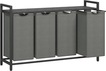 MAZAZU - Wasmand - 4 vakken - Zwartgrijs - 116x33x72
