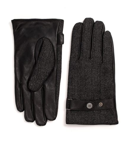 FIORE | Handschoenen met visgraatmotief | zwart