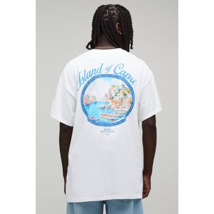Oversized Capri Ovaal Print T-shirt | White | Size 2XL