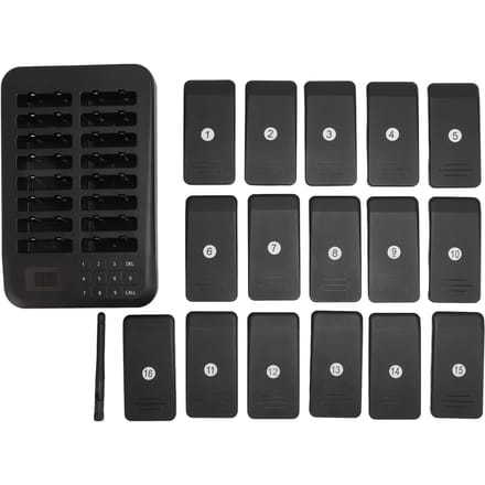 Draadloos Gastenservice Oproepsysteem 1 tot 16 Wachtende Pager Zoemers voor Restaurant Ziekenhuis Hotel US Plug gray