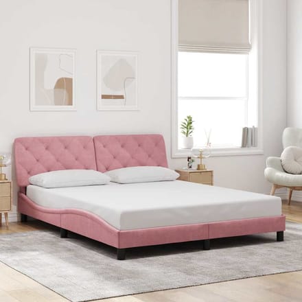 vidaXL - Bedframe - zonder - matras - fluweel - roze - 160x200 - cm