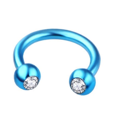 Blauw Met Steentjes - Neus / Septum / Helix Piercing