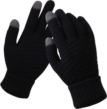 Without Lemon - Unisex - One Size - Winter Touchscreen Handschoenen - Acrylic gebreid - Warm - Zwart