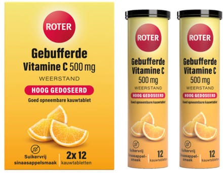 Roter - Gebufferde Vitamine C 500 mg Sinaasappel - 2 x 2 x 12 kauwtabletten - Voordeelverpakking