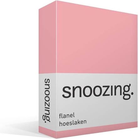 Snoozing - Flanel - Hoeslaken - Eenpersoons - 90x220 cm - Roze