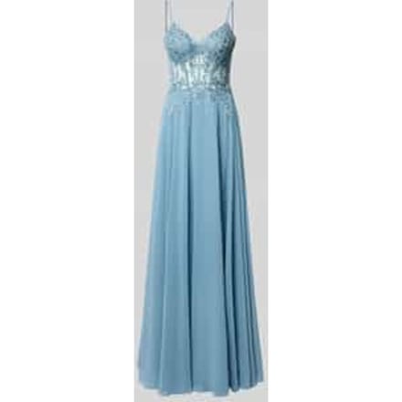maxi-jurk met stitchings en met siersteentjes