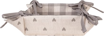 Clayre & Eef Broodmand 35x35x8 cm Beige Grijs Katoen Hartjes