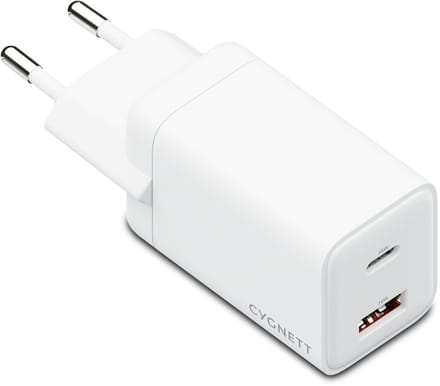 Cygnett Powerplus 65W Dual Port Wall Charger - Wit