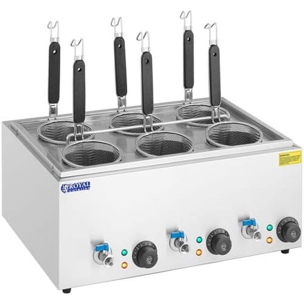 Royal Catering Pastakoker met 6 manden - temperatuur: 30-110 ° C 10012365