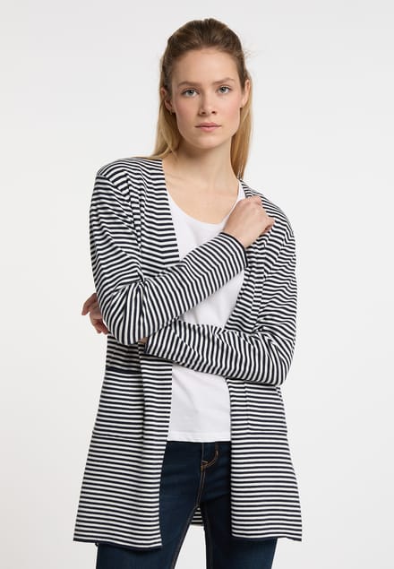 Dreimaster Vest Dames marine wol wit