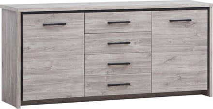 Belfurn - Elias buffet-dressoir in grijze eik met zwarte sierstrip