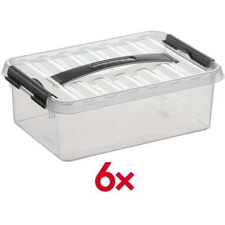 Sunware Q-Line opbergbox 4L - 30x20x10.4 cm - Transparant/Grijs