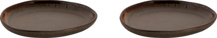Palmer - Bord - David Mucky - 17 cm - Bruin - Stoneware - Bordenset - 2 stuks
