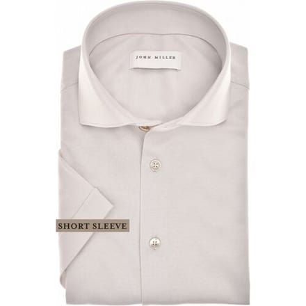 John Miller Overhemd Slim Short Sleeve Cotton Jersey Licht Grijs / male