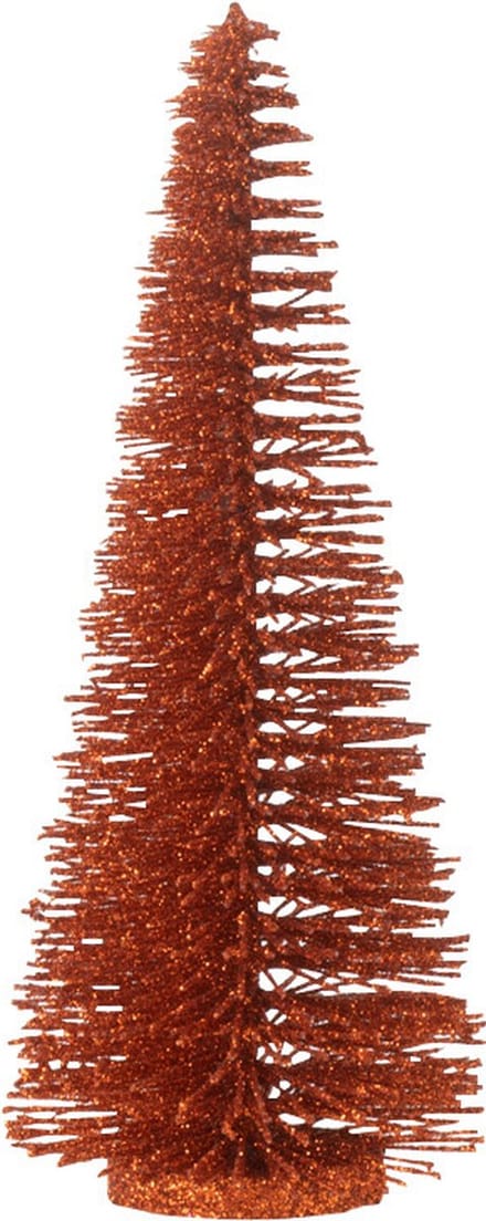 J-Line decoratie Kerstboom Glitter - kunststof - koper - small