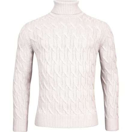 Thomas Maine Trui High Neck Allover Cable Knit Licht Grijs / male