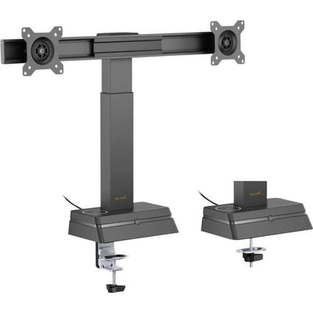Bureaubeugel voor 2x 17-27 inch - Automatisch verstelbaar - Draadloze lader - Tot 10kg - Zwart