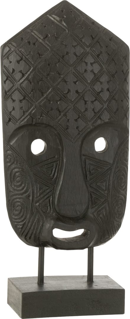 J-Line decoratie Masker Op Voet - hout - zwart - small