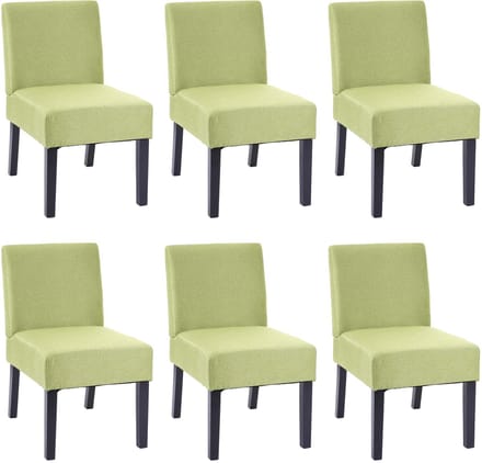 Set van 6 eetkamerstoel MCW-F61, stoel loungestoel, stof/textiel ~ groen