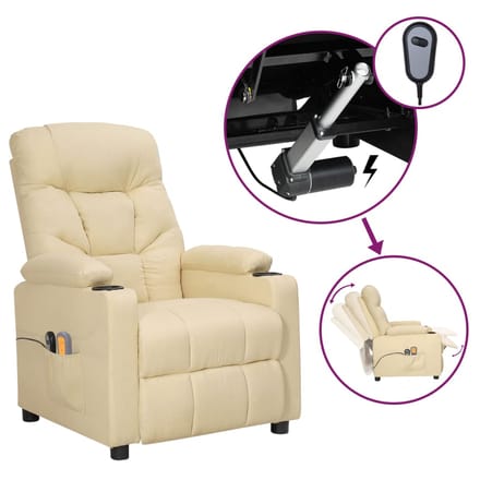 vidaXL - Massagestoel - elektrisch - stof - crèmekleurig