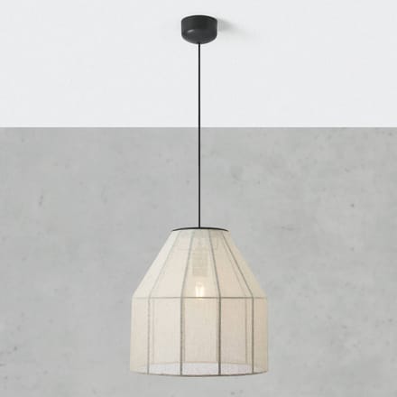 Markslöjd Hanglamp Aiko, beige/zwart, Ø 37 cm, stof/metaal