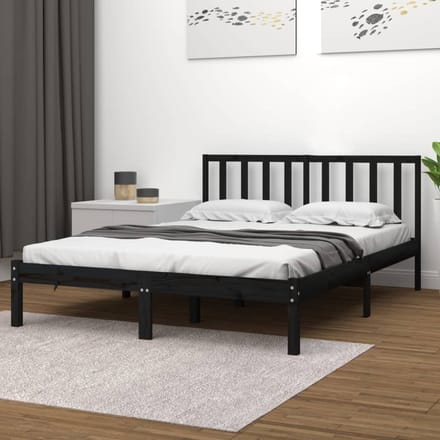 vidaXL - Bedframe - massief - grenenhout - zwart - 200x200 - cm