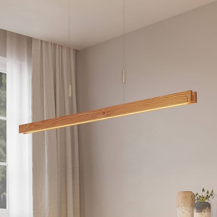 Lindby Alimara LED hanglamp, hout, lengte 138 cm
