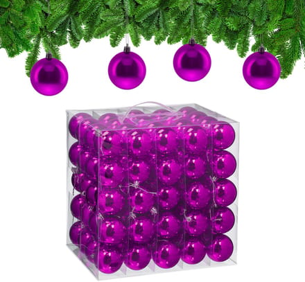 kerstballen set van 100 - Ø 6 cm - glanzend - kunststof - paars