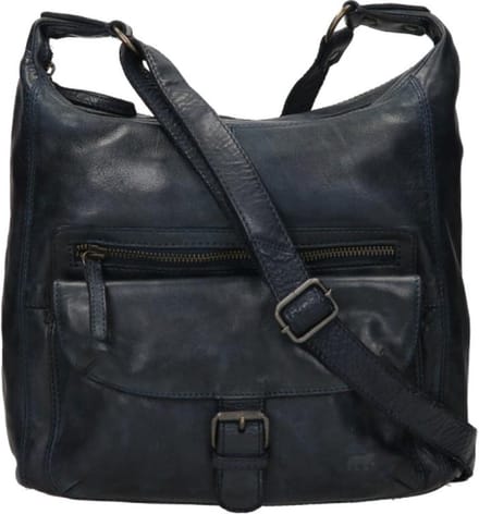 Bear Design Medium Crossbodytas / Schoudertas Dames - Leer - Cow Lavato - Blauw