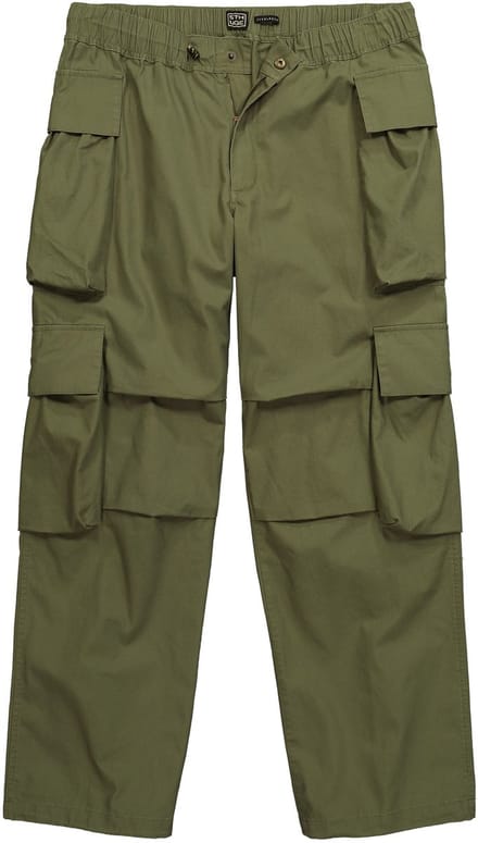 STHUGE - Heren - Cargobroek baggy fit elastische tailleband - Khakigrønn - Maat 66