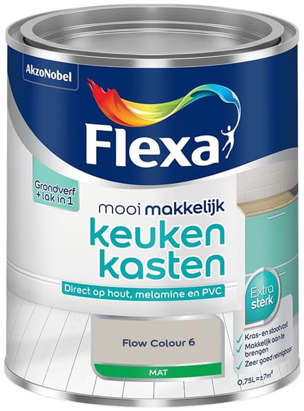 Flexa - Mooi Makkelijk Keukenkasten Mat - Flow Colour 6 - Mengverf - 750 Ml