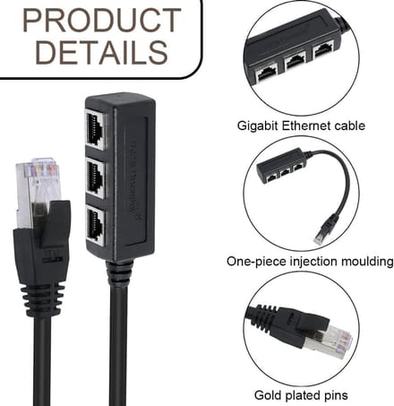 Ethernet Splitter 1 naar 3 Vrouwtjes RJ45 Adapter voor Netwerkkabels