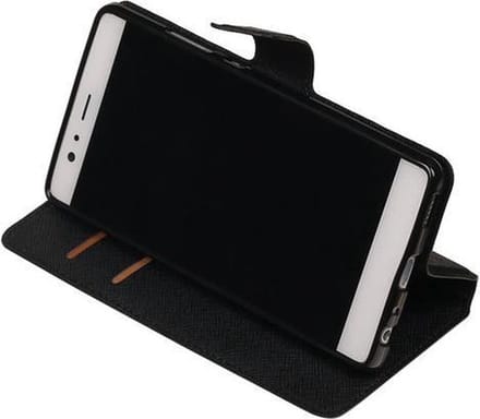 Zwart Huawei P9 Plus TPU wallet case booktype hoesje HM Book