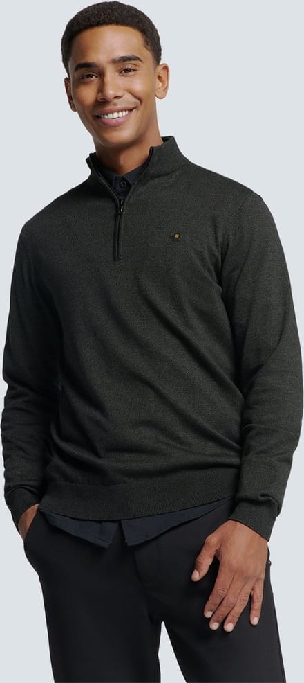 No Excess Pullover half zip 2 coloured melang dark grey