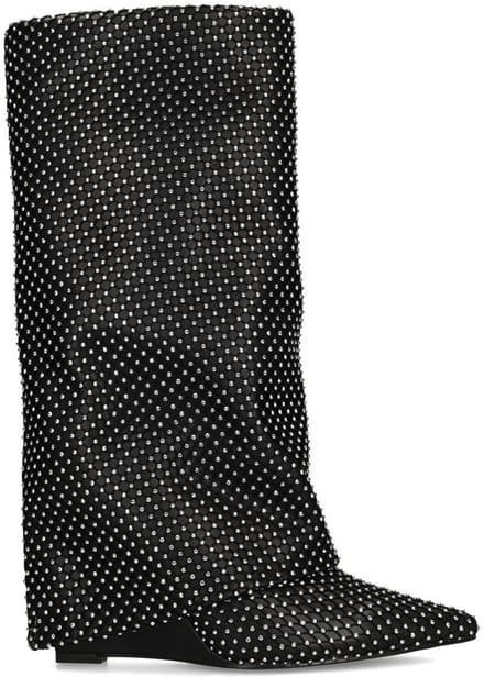 Sacha - Dames - Zwarte strass laarzen met flap - Maat 37