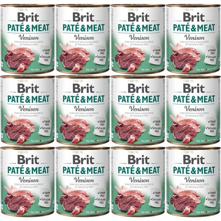 Brit Paté & Meat - Hondenvoer - Hertenvlees - 12x800g - Graanvrij