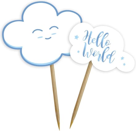 Folat - Cupcake toppers Wolk Blauw (24 stuks)