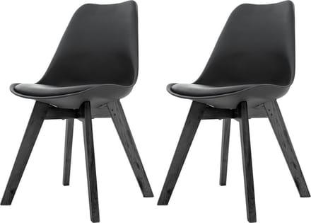 Essence Madera Eetkamerstoel zwart - Zwart onderstel - Set van 2