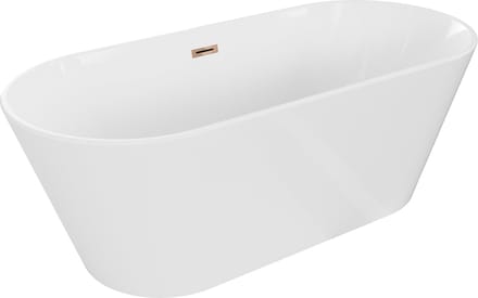 Mexen Flavia vrijstaande badkuip 170 x 75 , wit, overloop roze goud - 54031708000-60