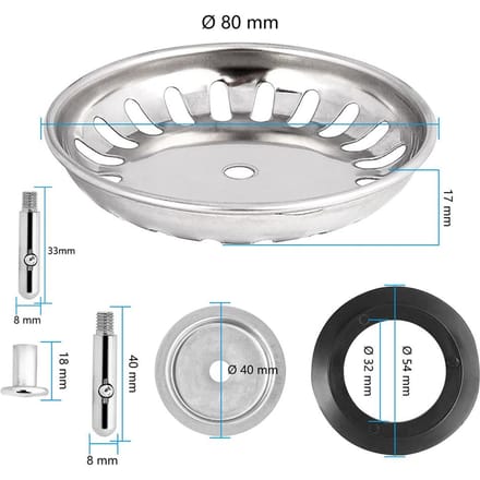 1PC 80/82/84mm Premium Crépine d'Évier de Cuisine de Remplacement Bouchon de Vidange Filtre de Vidange d'Évier Acier Pour Accessoires d'Éviers de Salle de Bain white