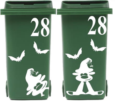 8 delige set Kliko container vleermuis & halloweenbeest + huisnummer | Rosami