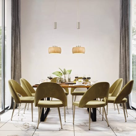 FISCHER & HONSEL LED hanglamp Shine-Wood, eikenhout/nikkel, 65 cm, 2-lamps.