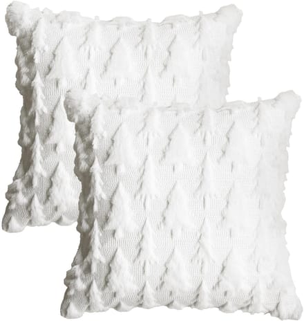 Cosensi - Dailygoods - Set van 2 Kussenslopen van Kunstbont met Kerstboom Design